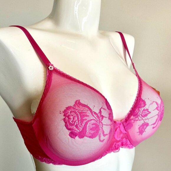 Dior Other - Vintage Christian Dior full Cup Demi Lace Bra with Pink lace Roses